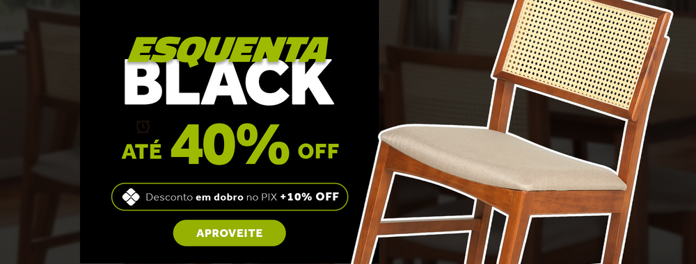 Oferta Esquenta Black Friday: Cadeira de jantar de madeira e palha com assento acolchoado. Até 40% de desconto e 10% extra no PIX