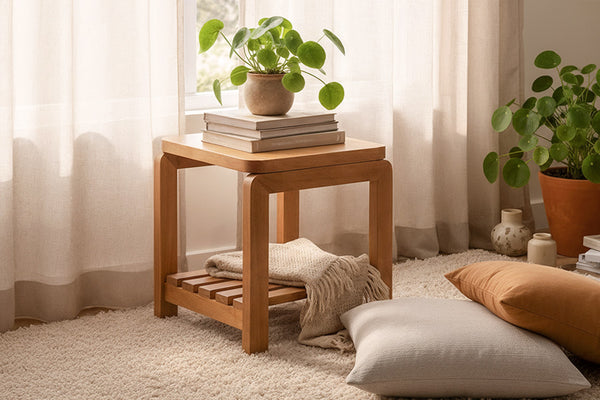 banqueta baixa natu ambientado na sala de estar