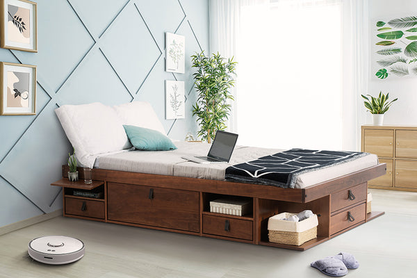 cama bali de casal ambientada no quarto