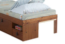 cama bali de solteiro caramelo em fundo branco detalhe cabeceira