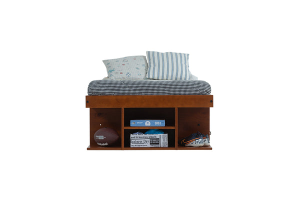 cama bali de solteiro caramelo em fundo branco vista frontal