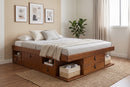 Cama de Casal com Gavetas Bali - Caramelo ambientada nno quarto