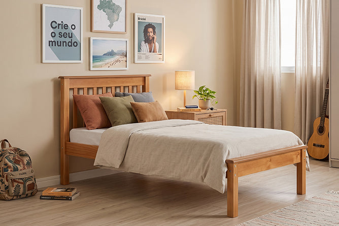 Cama de Solteiro Habitual - Âmbar ambientada no quarto