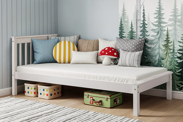cama de solteiro habitual branca ambientada no quarto