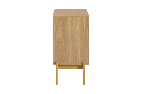 cômoda para quarto com 3 gavetas aruna areia vista de lado