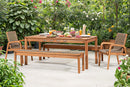 conjunto mesa 2 bancos 2 cadeiras trama rami ambientados no jardim