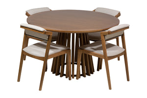 Conjunto Sala de Jantar Mesa Redonda Didion e 4 Cadeiras Estofadas Santorini