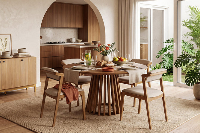 conjunto mesa didion e cadeiras santorini ambientado na sala de jantar