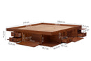 cama com gavetas king size bali caramelo vista na diagonal sem colchao e com as medidas escritas na imagem