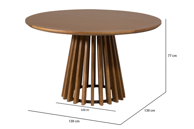 mesa de jantar redonda 4 lugares didion avela em fundo branco com medidas descritas na imagem