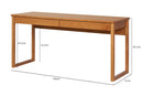 mesa escrivaninha de madeira 160 cm duna nozes visto em perspectiva com medidas escritas na imagem