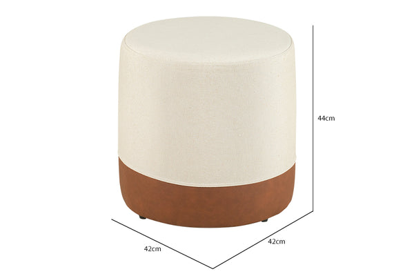 Puff para Sala Modena Bege e Marrom 44x42x42 cm medidas ou cotas