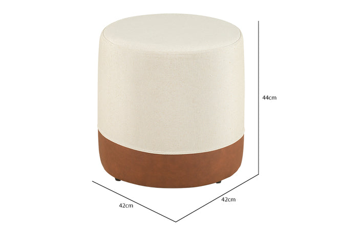 Puff para Sala Modena Bege e Marrom 44x42x42 cm medidas ou cotas