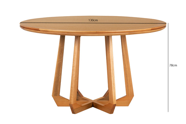 Mesa de Jantar Redonda de Madeira Atrio 130 cm Mel com medidas