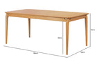 mesa de jantar cascais 180x90 mel visto na diagonal com medidas