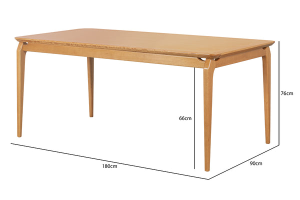 mesa de jantar cascais 180x90 mel visto na diagonal com medidas