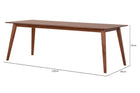 mesa de jantar 8 lugares lotus caramelo vista na diagonal com medidas
