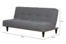 Sofá-Cama 3 Lugares Denver - Tecido Cinza com medidas