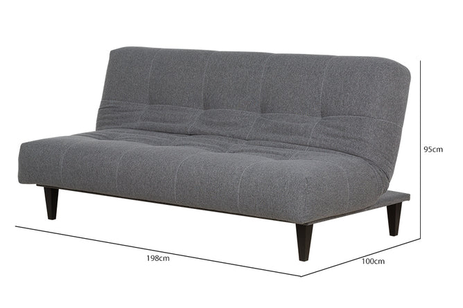 Sofá-Cama 3 Lugares Denver - Tecido Cinza com medidas