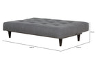 Sofá-Cama 3 Lugares Denver - Tecido Cinza aberto com medidas