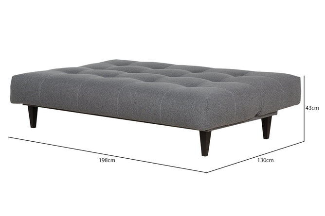 Sofá-Cama 3 Lugares Denver - Tecido Cinza aberto com medidas