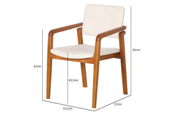 Cadeira de Jantar Estofada Aurora - Tecido Bege com fotos