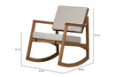 cadeira balanco comodita jatoba e tecido bege vista na diagonal com medidas
