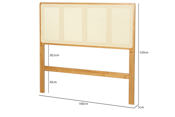 Cabeceira de Cama Queen Size Serena 160 cm - Mel vista na diagonal com medidas