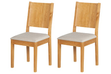 Conjunto de Cadeiras 2 Peças Euro - Nozes e Tecido Bege Claro