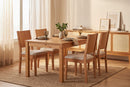 cadeira para sala euro kit com 2 nozes e tecido bege claro com mesa de jantar extensivel euro