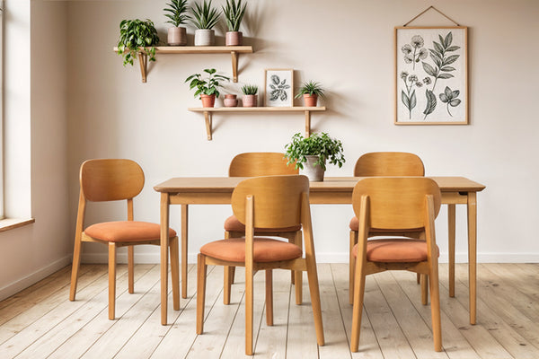 mesa cascais e cadeiras maria terracora ambientadas na sala de jantar