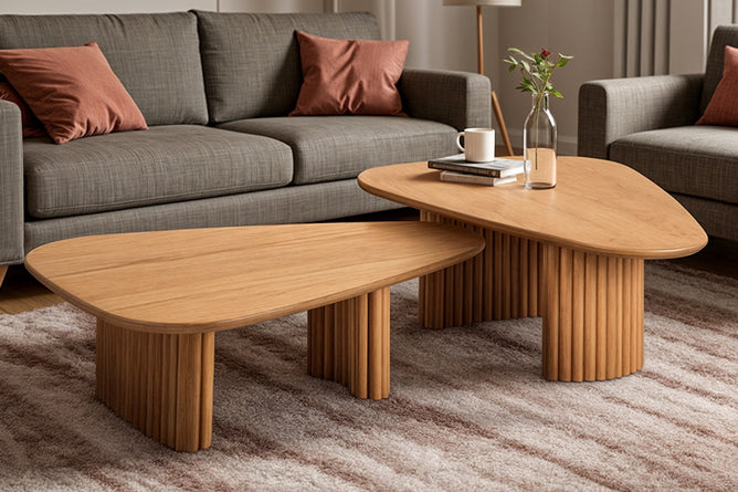 mesa de centro harmonia 65cm e 85cm ambientadas na sala de estar