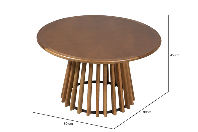 mesa de centro redonda de madeira para sala de estar didion com medidas descritas na imagem