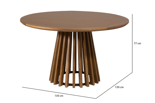 mesa de jantar redonda 4 lugares didion avela em fundo branco com medidas descritas na imagem