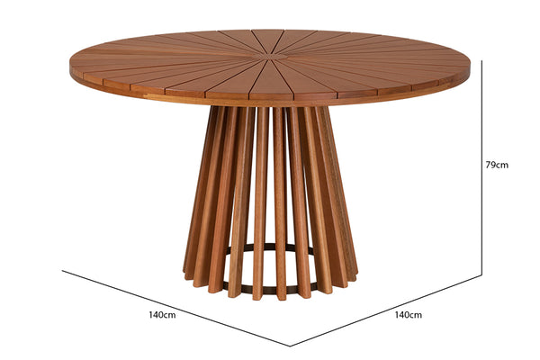 mesa de jantar redonda 6 lugares gourmet mel em fundo branco com medidas descritas na imagem