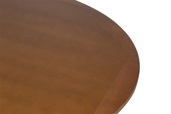 mesa de jantar redonda de madeira didion cor avela detalhe do tampo