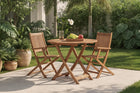 mesa 90cm dobravel e cadeiras com braço dobravel ambientado no jardim