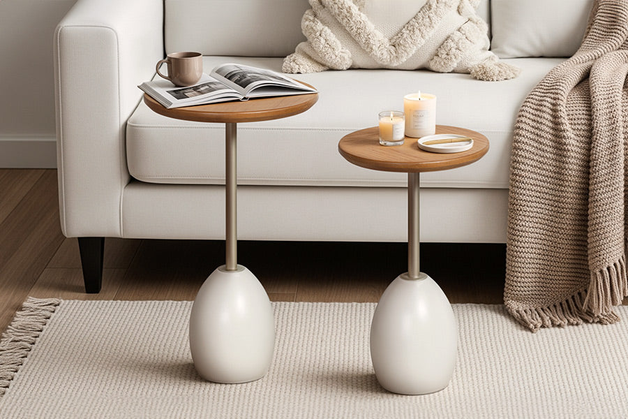 Mesa Lateral Ello 65 cm - Fendi e Champanhe – Meu Móvel de Madeira
