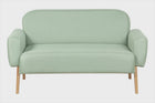 sofa 2 lugares agnes natural e tecido verde em gif mostrando varios angulos