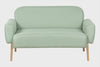 sofa 2 lugares agnes natural e tecido verde em gif mostrando varios angulos