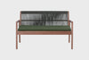 sofa pequeno oliva amêndoa e corda verde em gif mostrando vários ângulos