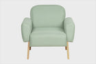 poltrona para sala agnes base natural e tecido verde vista em varios angulos