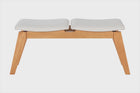 Banco de Madeira 2 lugares Aconchego 110x42 cm Mel e Tecido Creme visto em varios angulos