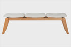Banco de Madeira 3 lugares Aconchego 161x42 cm Mel e Tecido Creme visto em varios angulos