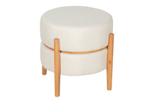 Puff Mesa Macaron - Amêndoa e Tecido Bege