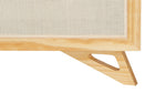 rack para sala 180 cm yono freijó e rattan mostrando detalhes dos pes em fundo branco