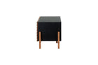 rack para sala pequena 126 cm yono preto e jatobá visto de lado com fundo branco