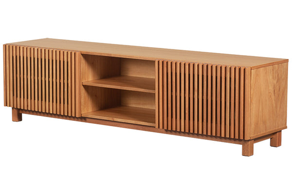 rack zaia para sala visto na diagonal em fundo branco