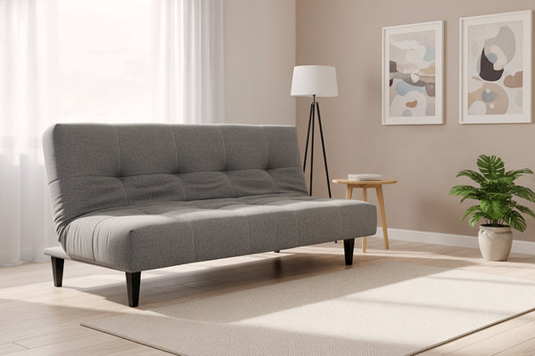sofa-cama denver cinza ambientado na sala de estar