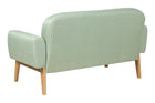 sofa 2 lugares agnes natural e tecido verde visto de costas em fundo branco